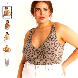 Abercrombie Fitch Sleeveless Leopard Wrap Bodysuit